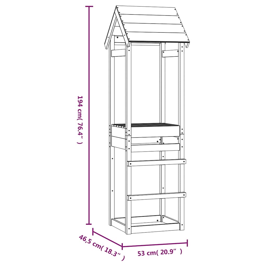 vidaXL Play Tower 53x46.5x194 cm Solid Wood Pine