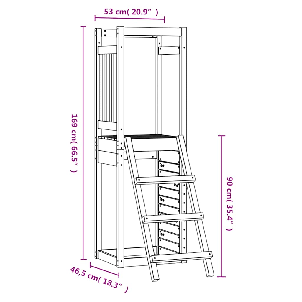 vidaXL Outdoor Playset 53x46.5x169 cm Solid Wood Pine