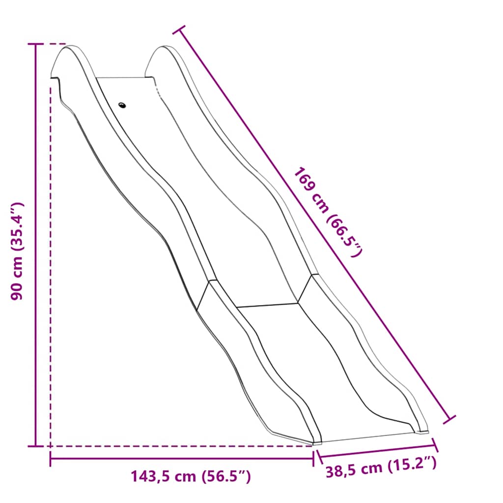 vidaXL Play Slide Blue 169x38.5 cm Polypropylene