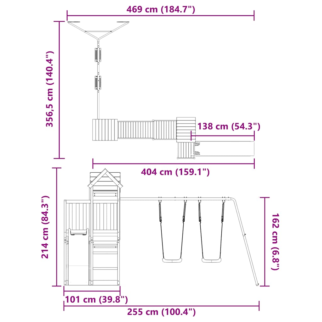 vidaXL Outdoor Playset Solid Wood Pine