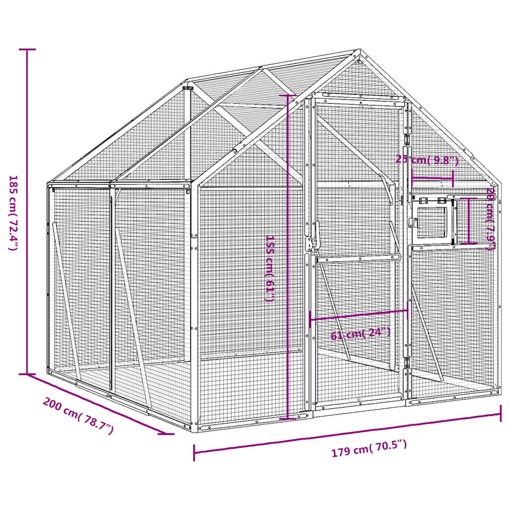vidaXL Aviary Silver 1,79x2x1,85 m Aluminium