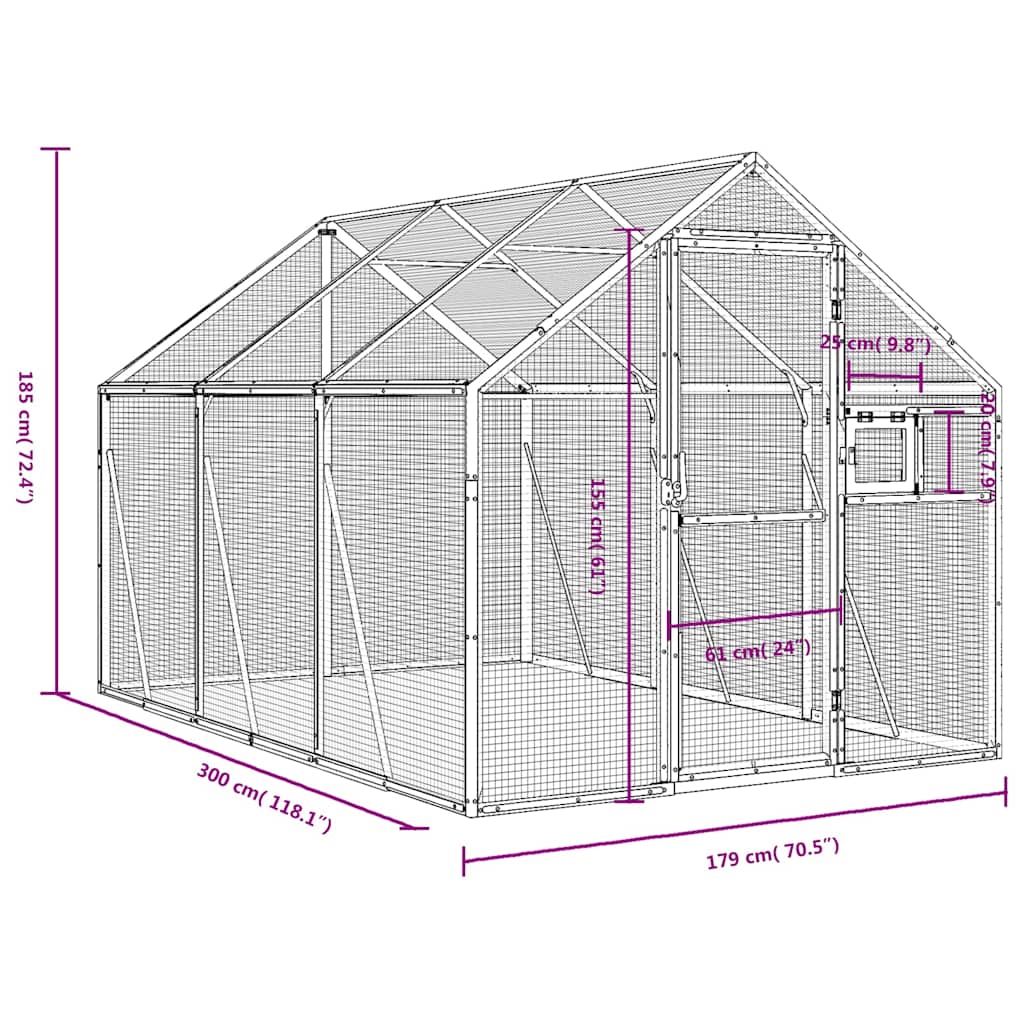 vidaXL Aviary Anthracite 1,79x3x1,85 m Aluminium