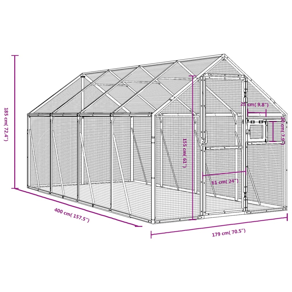 vidaXL Aviary Anthracite 1,79x4x1,85 m Aluminium