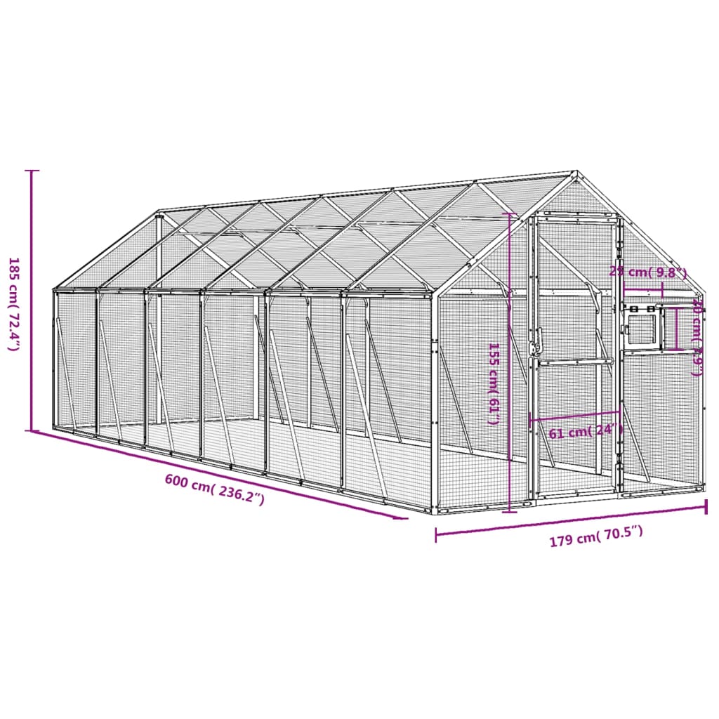 vidaXL Aviary Anthracite 1,79x6x1,85 m Aluminium