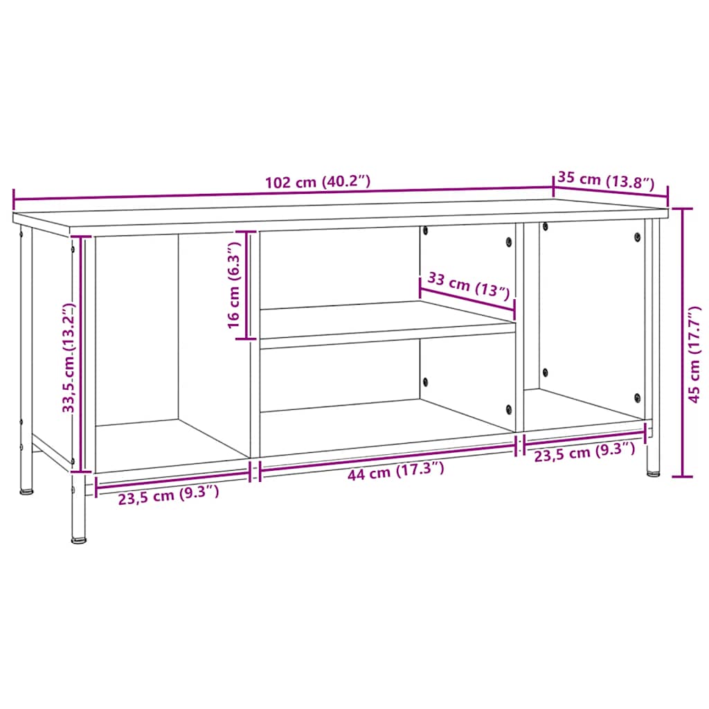 vidaXL TV Cabinet Black 102x35x45 cm Engineered Wood
