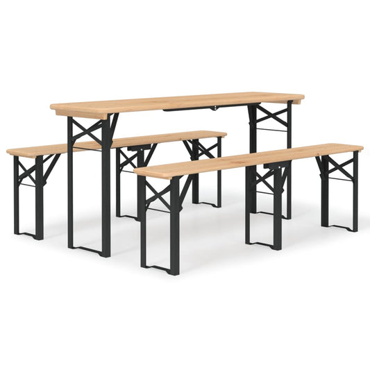 vidaXL Beer Table Set | Dark Green, Natural Wood | Chinese Fir Wood, Metal