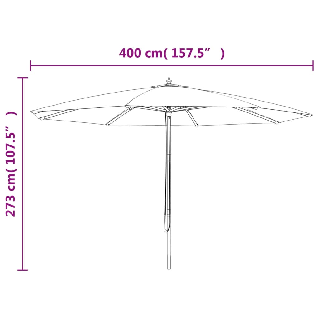 vidaXL Garden Parasol with Wooden Pole Sand 400x273 cm