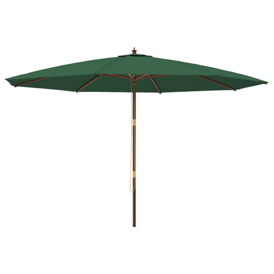 vidaXL Garden Parasol with Wooden Pole Green 400x273 cm