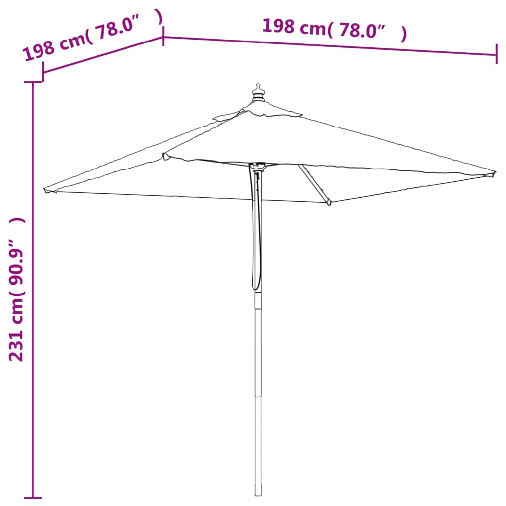 vidaXL Garden Parasol with Wooden Pole Azure Blue 198x198x231 cm