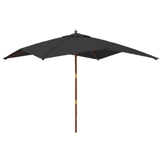 vidaXL Garden Parasol with Wooden Pole Black 300x300x273 cm