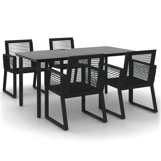 vidaXL 5 Piece Garden Dining Set Black PVC Rattan