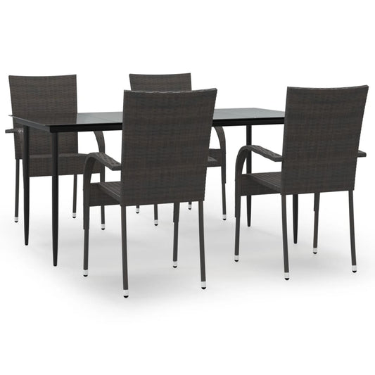 vidaXL Garden Dining Set | Brown | PE Rattan | Large | Stackable