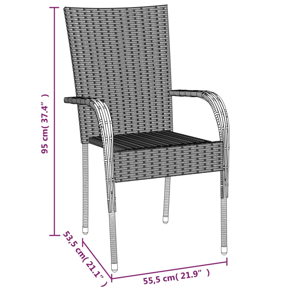 vidaXL Garden Dining Set | Brown | PE Rattan | Large | Stackable