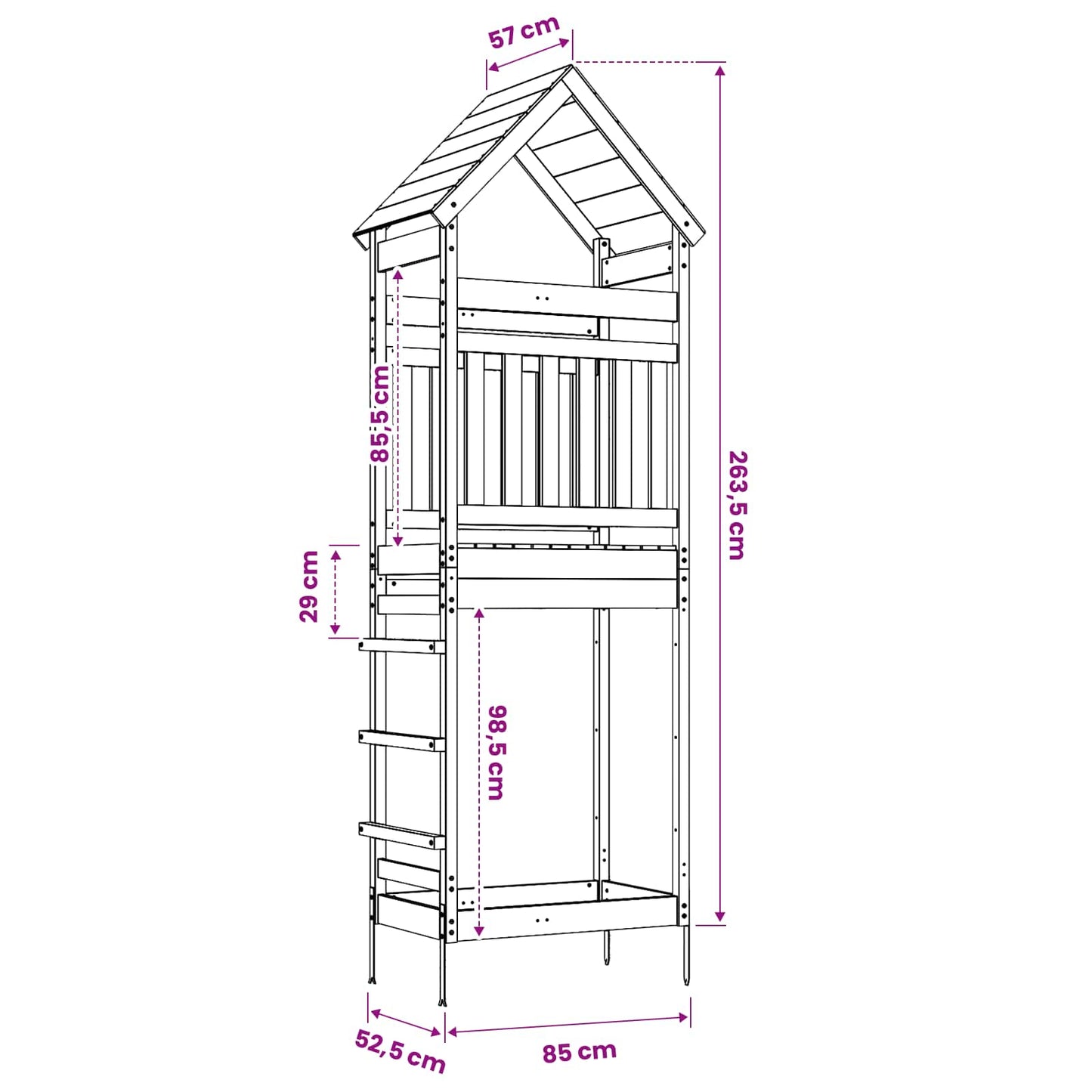 vidaXL Outdoor Play Tower Natural Solid Impregnated Pinewood