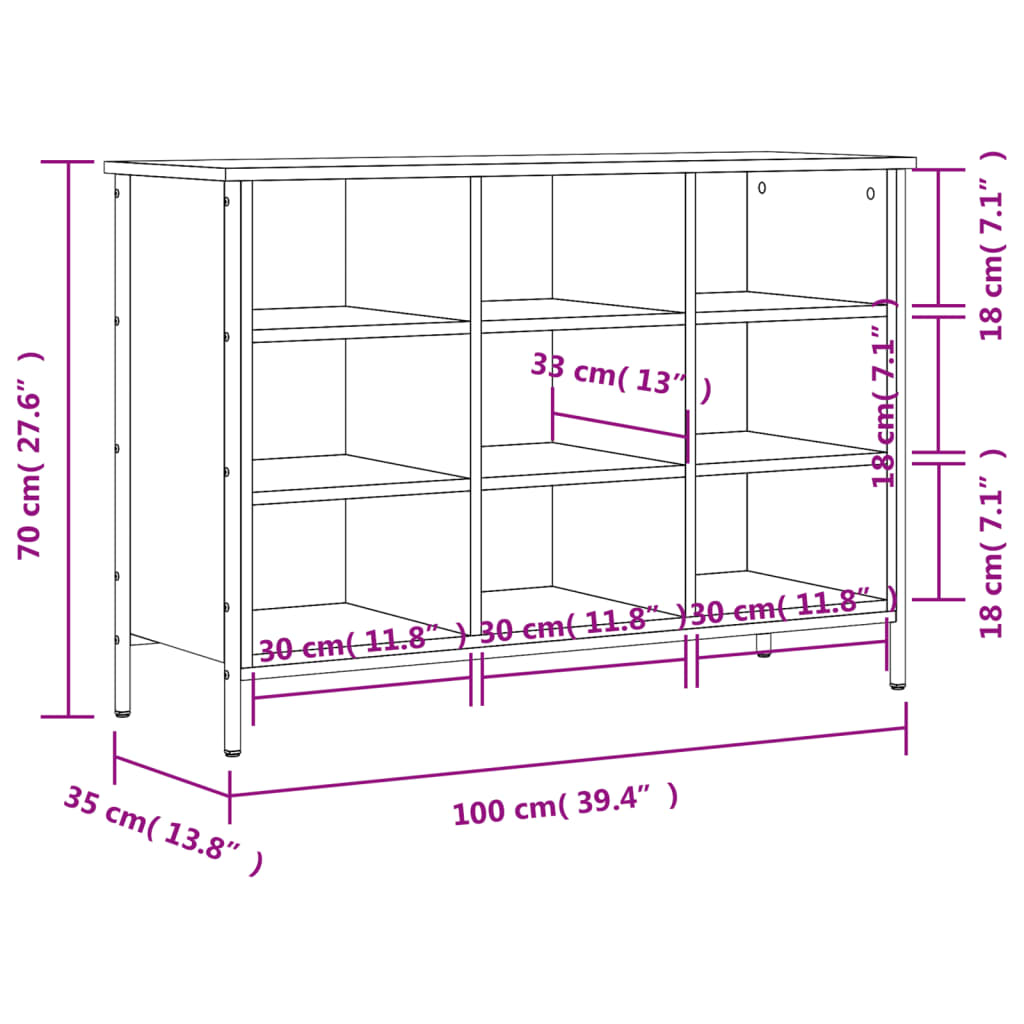 vidaXL Shoe Cabinet Grey Sonoma 9 pairs of shoes