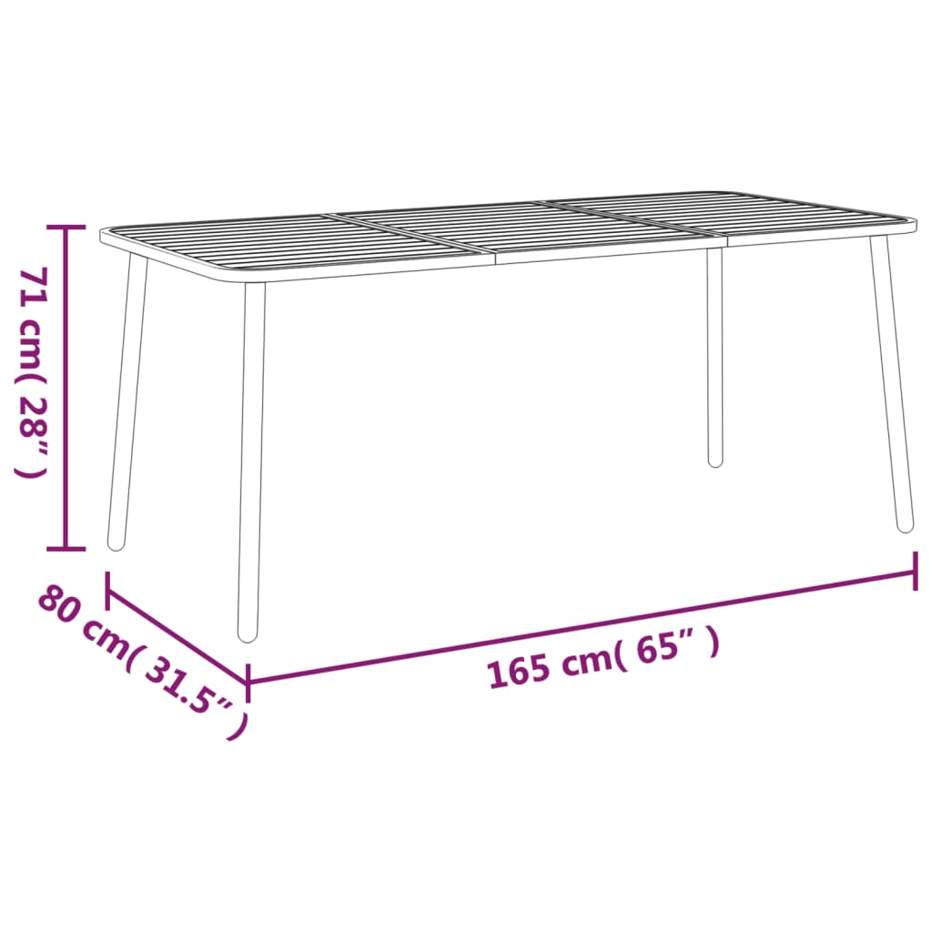 vidaXL Garden Table Anthracite 165x80x71 cm Steel