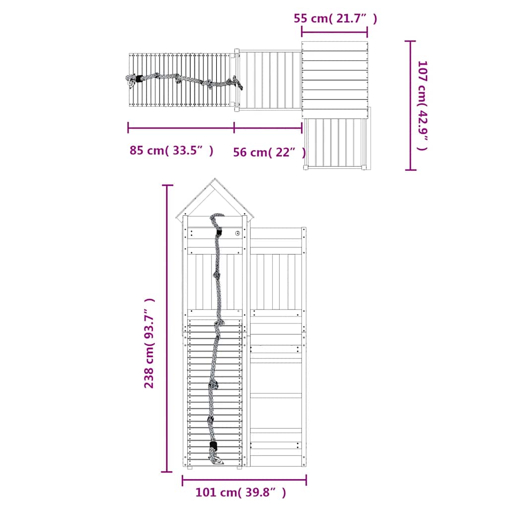 vidaXL Playhouse with Climbing Wall Impregnated Wood Pine