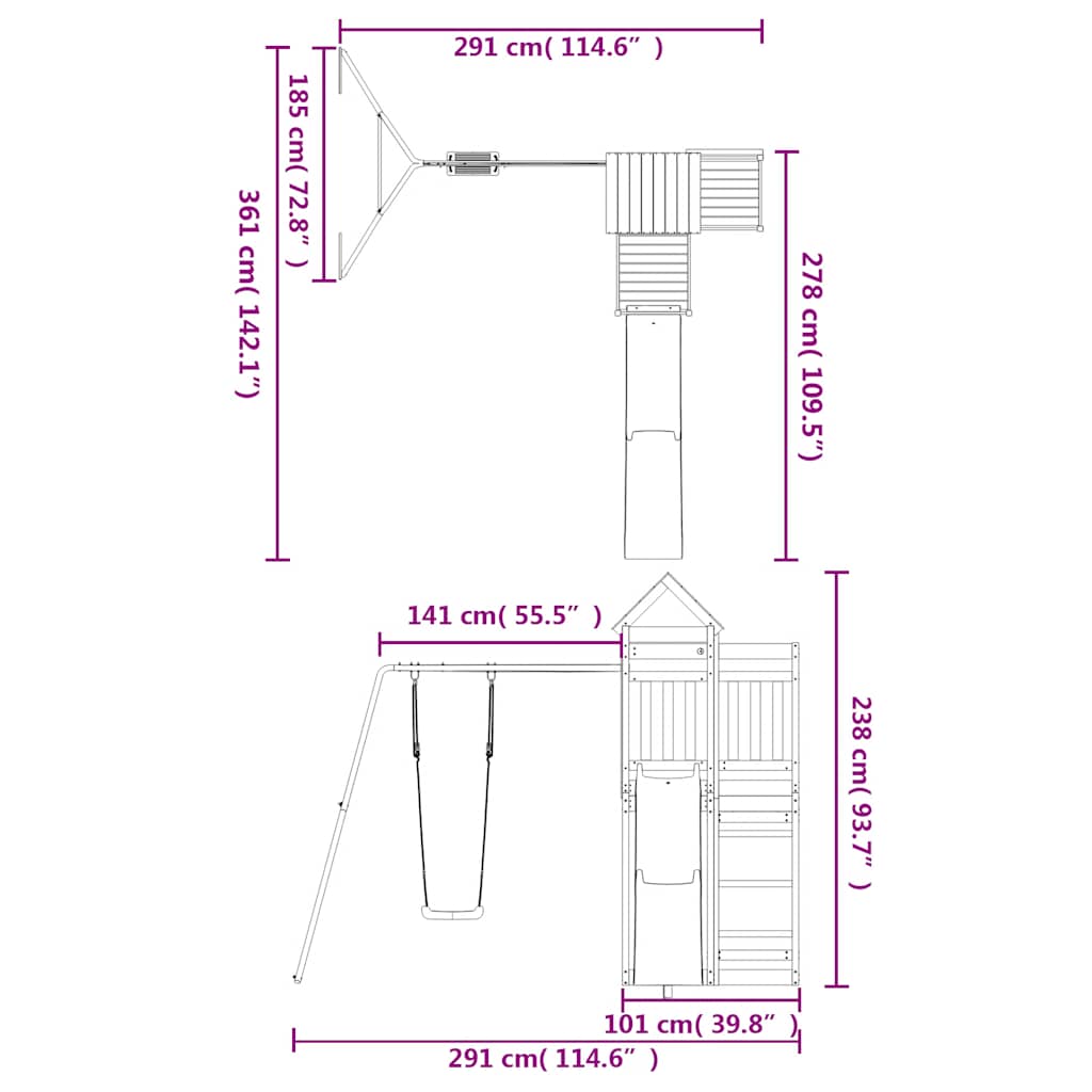 vidaXL Outdoor Playset Solid Wood Pine
