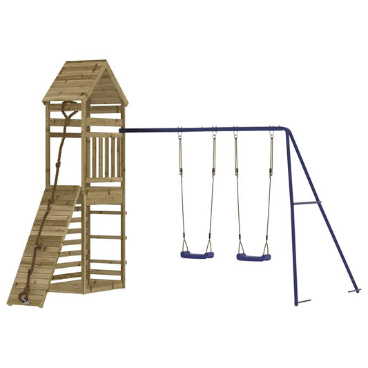 vidaXL Outdoor Playset | Blue, Natural Wood
