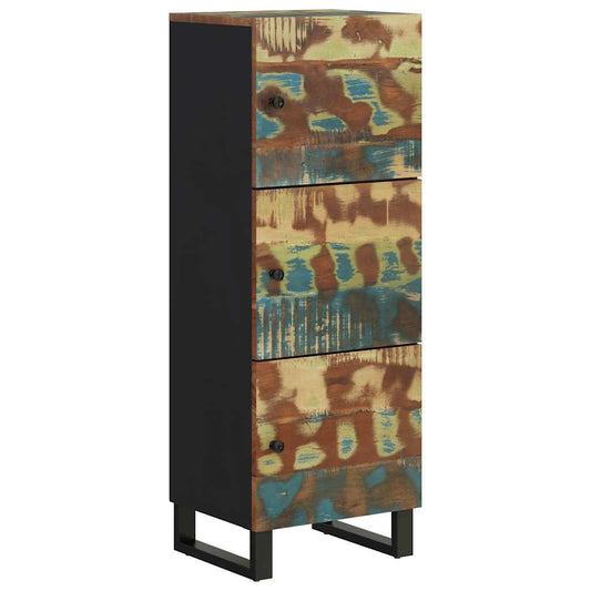 vidaXL Highboard with 3 Doors 40x33x110 cm Solid Wood Reclaimed&Iron