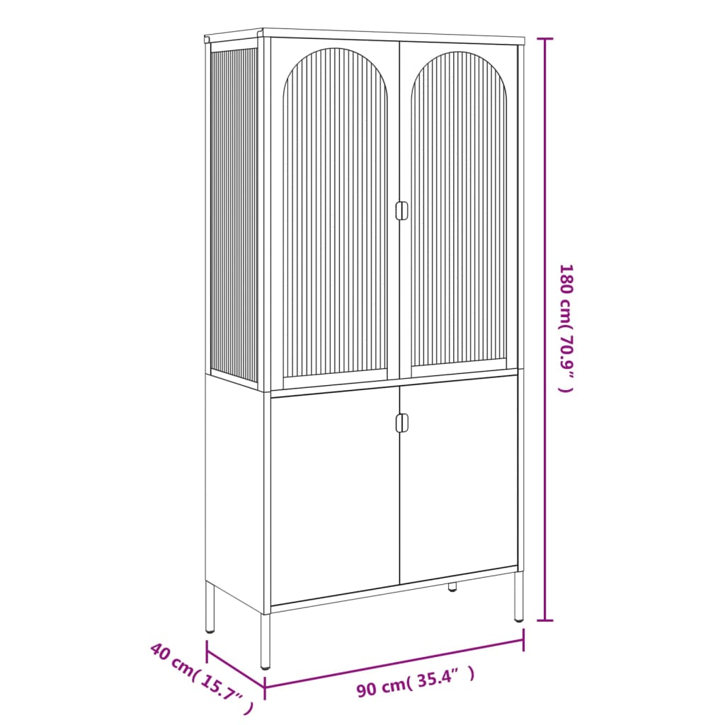 vidaXL Highboard Black 90x40x180 cm Glass and Steel