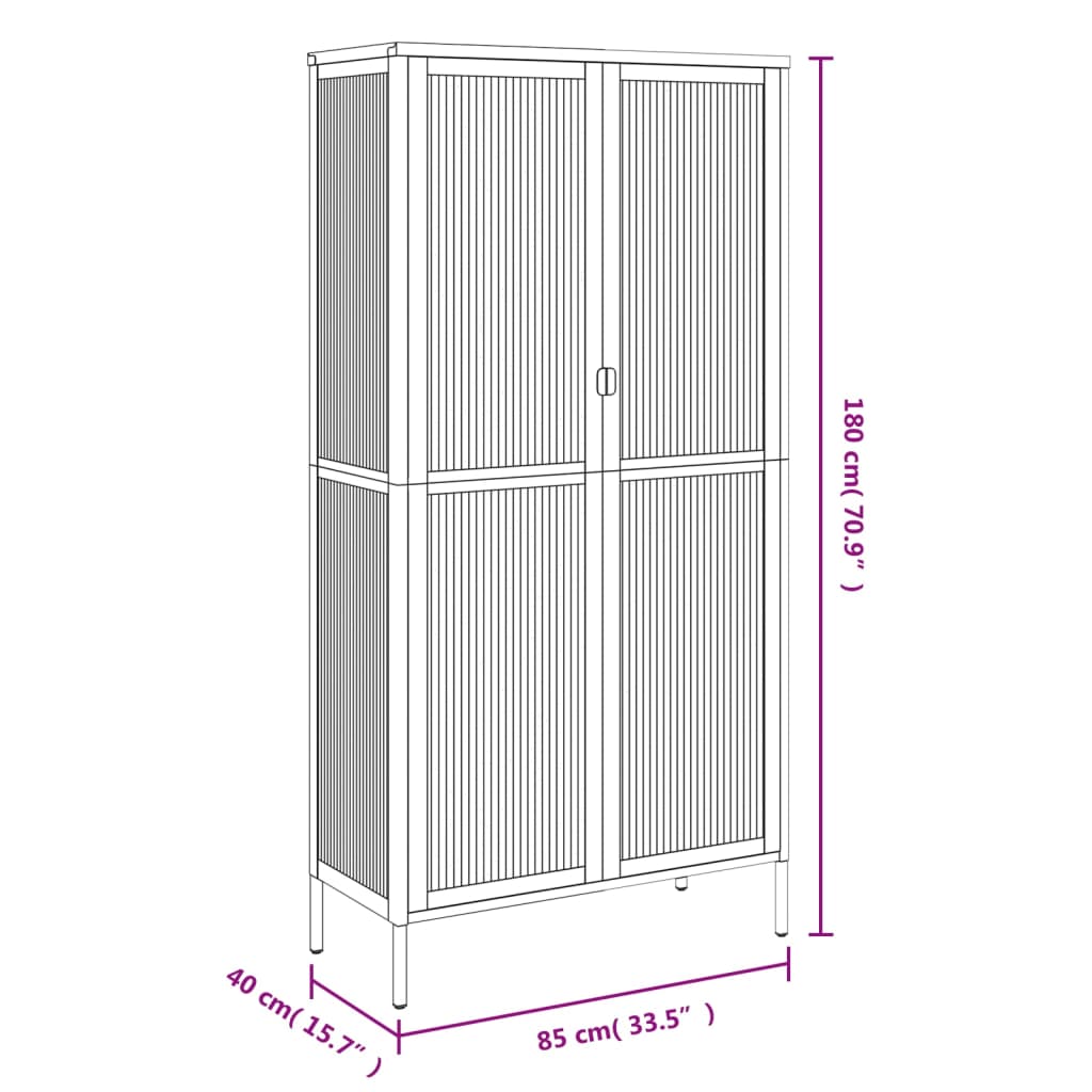 vidaXL Highboard Black 85x40x180 cm Glass and Steel