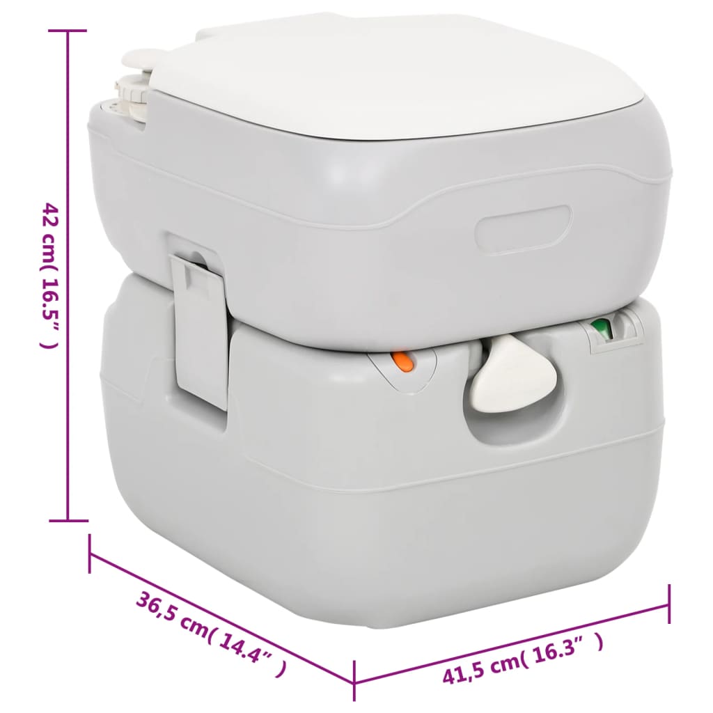vidaXL Portable Camping Toilet Grey and White 22+12 L HDPE