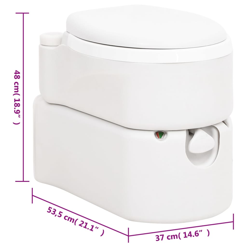 vidaXL Integrated Camping Toilet White 24+17 L HDPE&PP