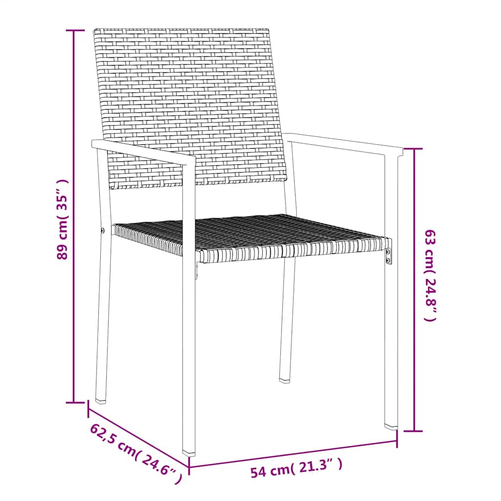 vidaXL Garden Chairs 2 pcs Black 54x62.5x89 cm Poly Rattan