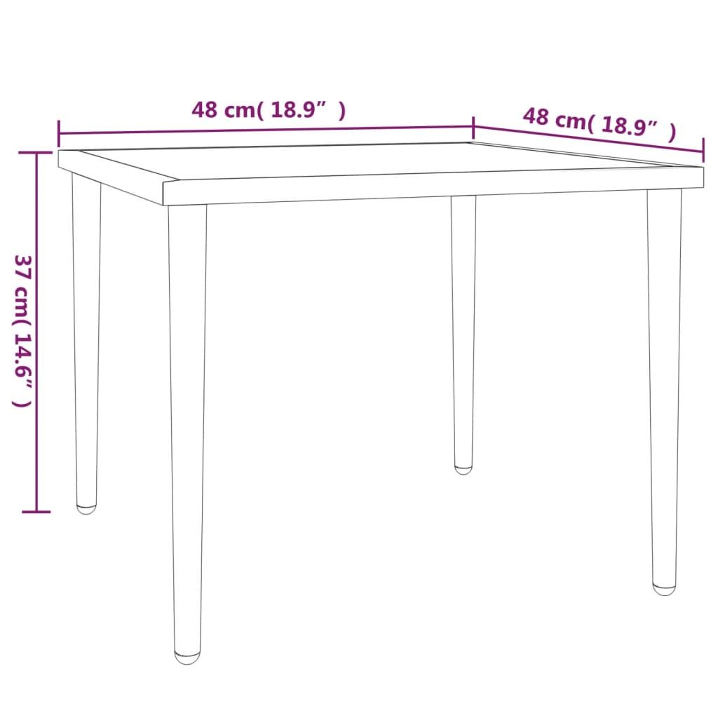 vidaXL Garden Table Grey 48x48x37 cm Steel