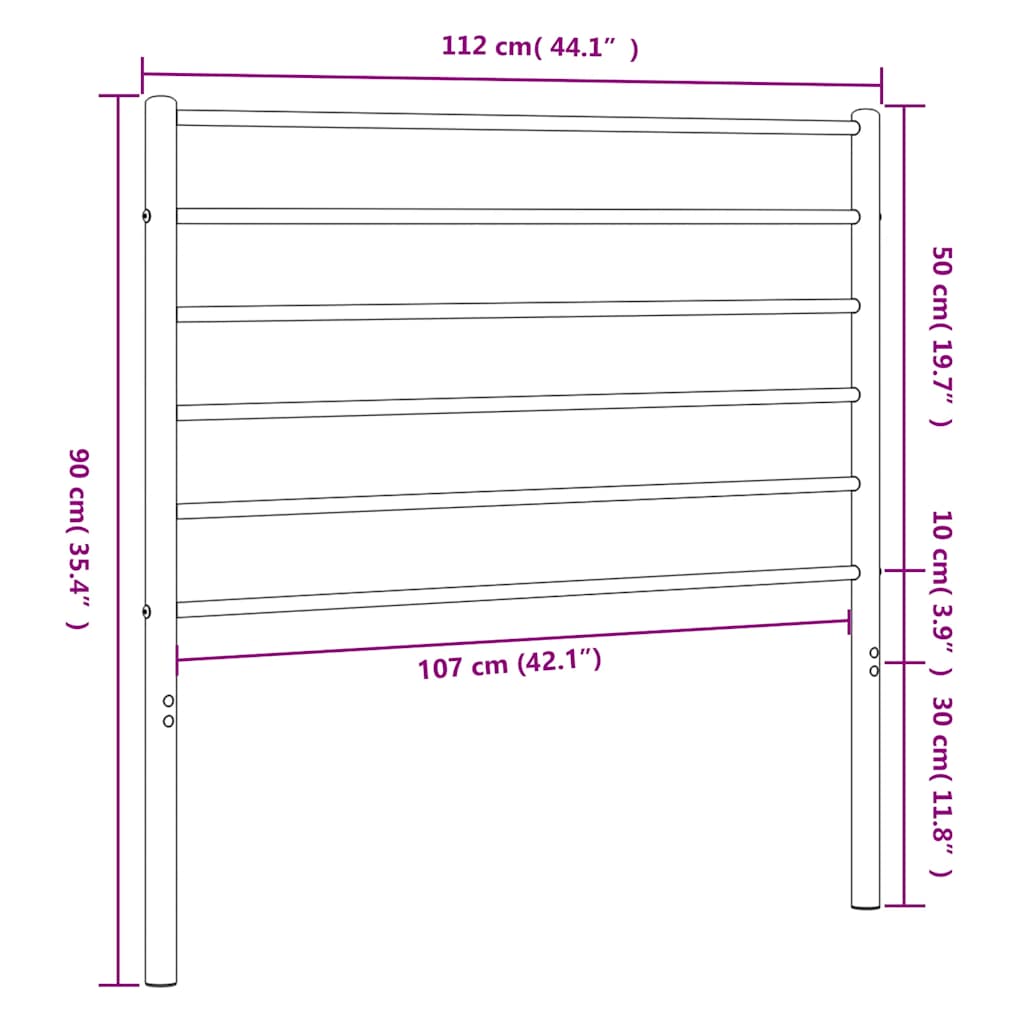 vidaXL Metal Replace Headboard Black 107 cm