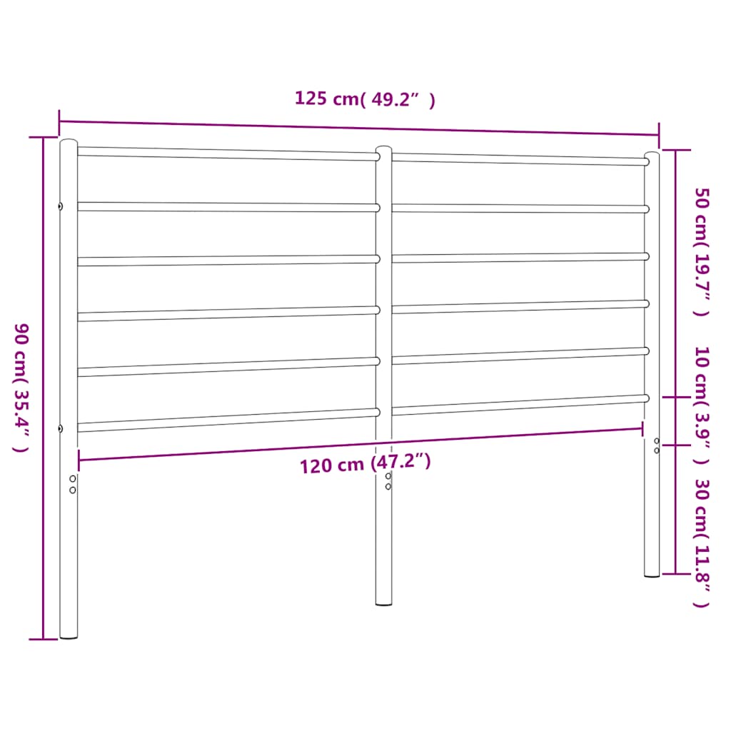 vidaXL Metal Replace Headboard Black 120 cm