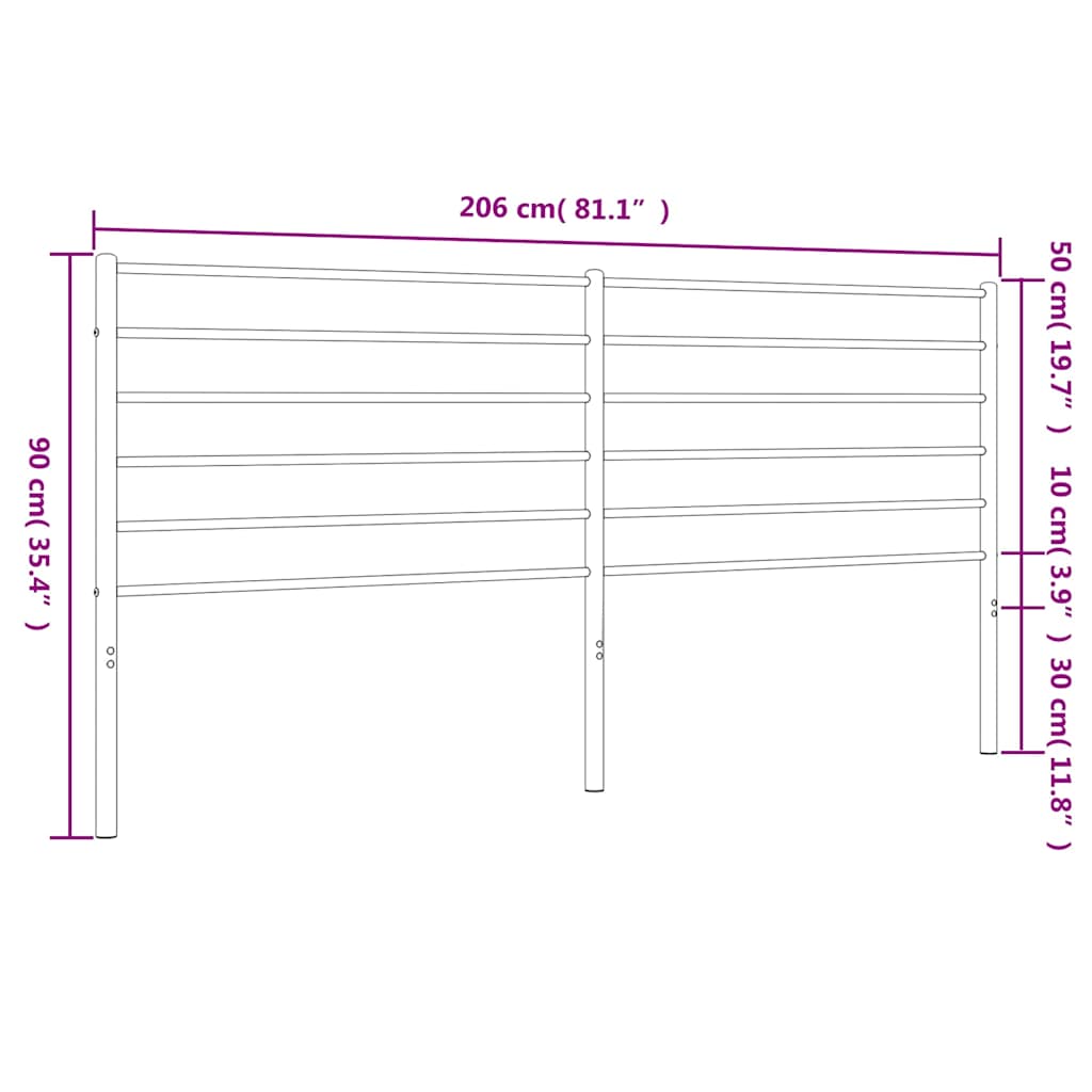 vidaXL Metal Replace Headboard Black 200 cm