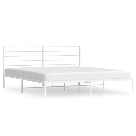vidaXL Metal Bed Frame without Mattress with Headboard White 200x200cm