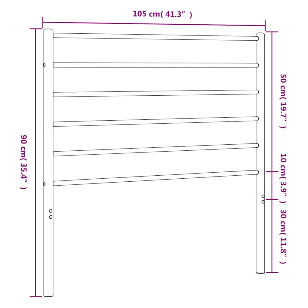 vidaXL Headboard | White | Powder-Coated Steel | Single Bed Headboard | Durable