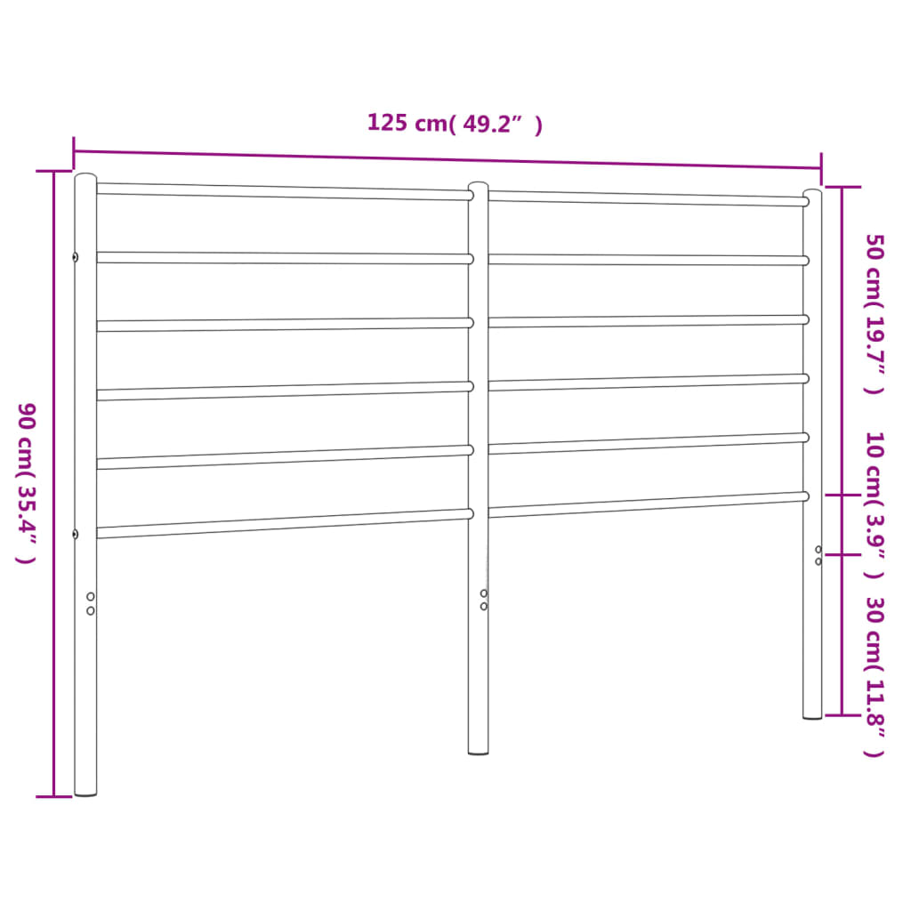 vidaXL Headboard | White | Powder-Coated Steel | For 120 cm wide bed | Durable