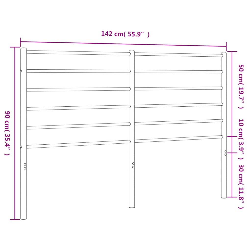 vidaXL Metal Replace Headboard White 135 cm