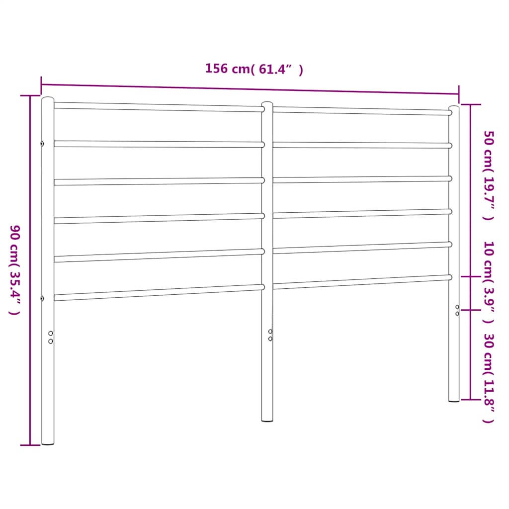 vidaXL Metal Replace Headboard White 150 cm