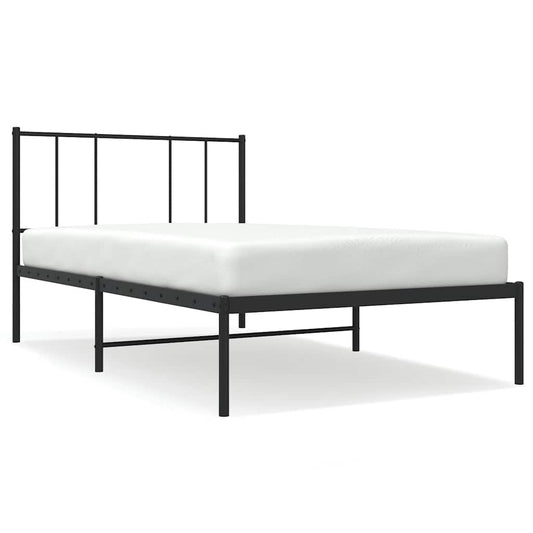 vidaXL Metal Bed Frame without Mattress with Headboard Black 100x190cm