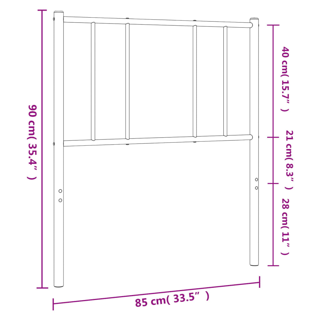 vidaXL Metal Replace Headboard Black 80 cm