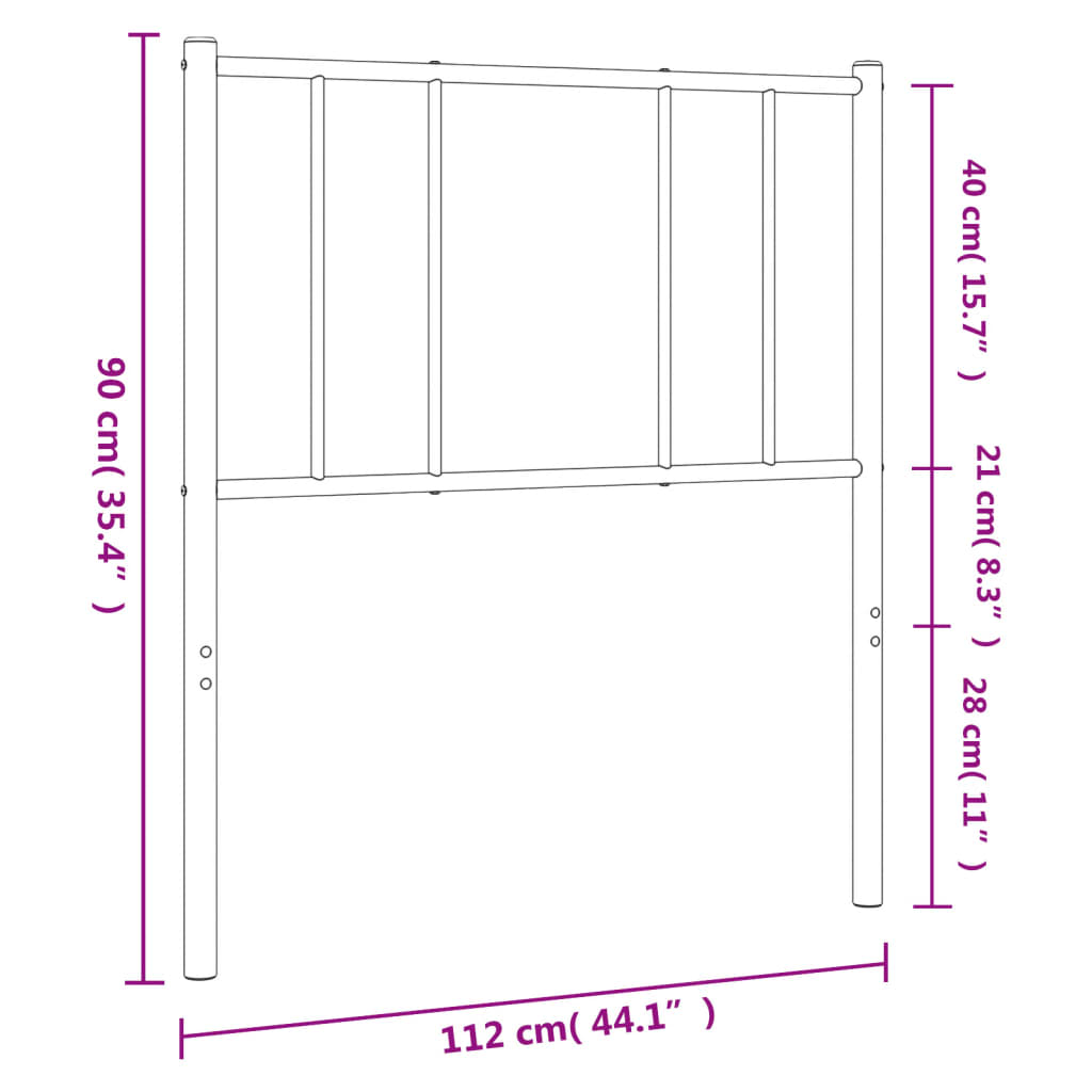 vidaXL Metal Replace Headboard Black 107 cm