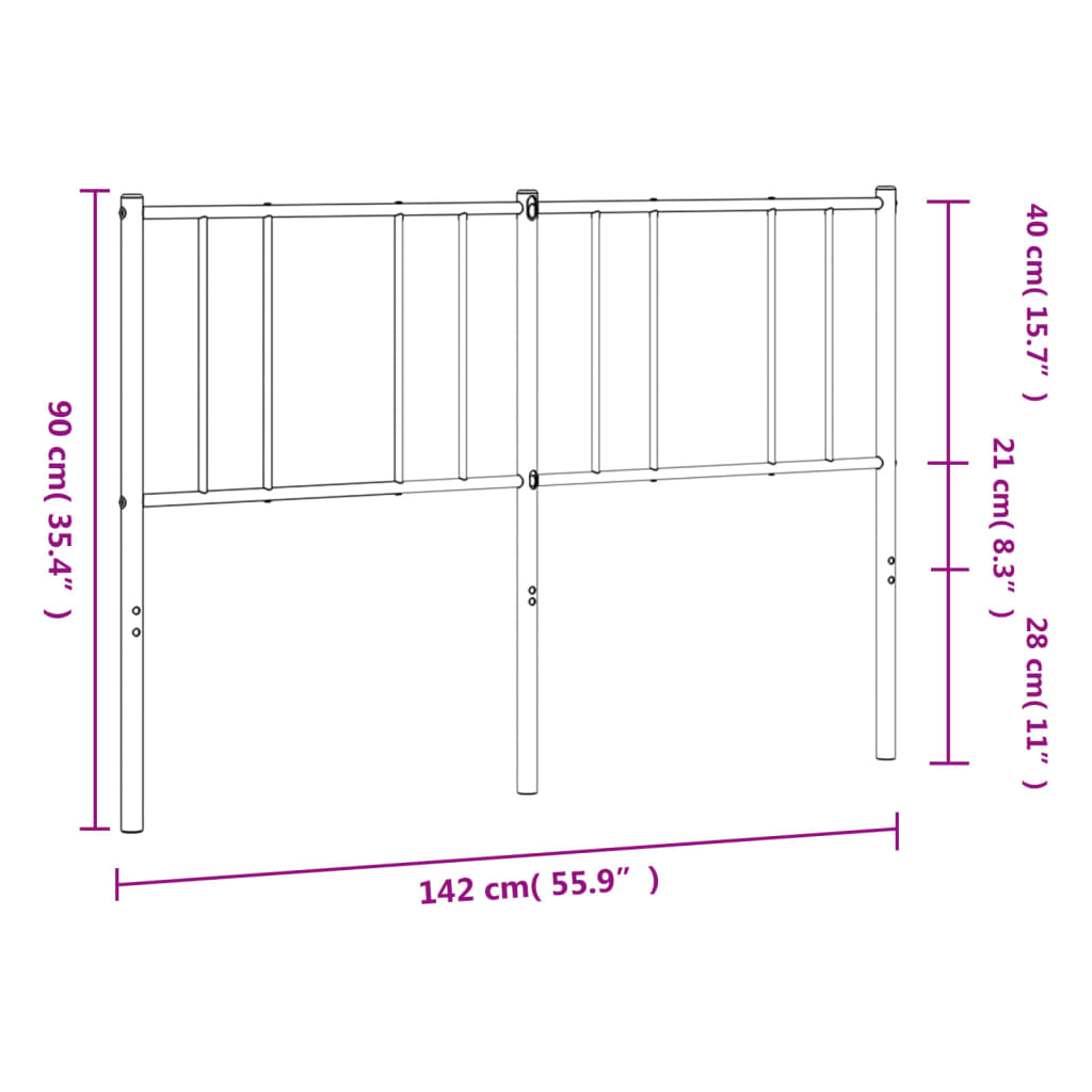 vidaXL Metal Replace Headboard White 135 cm