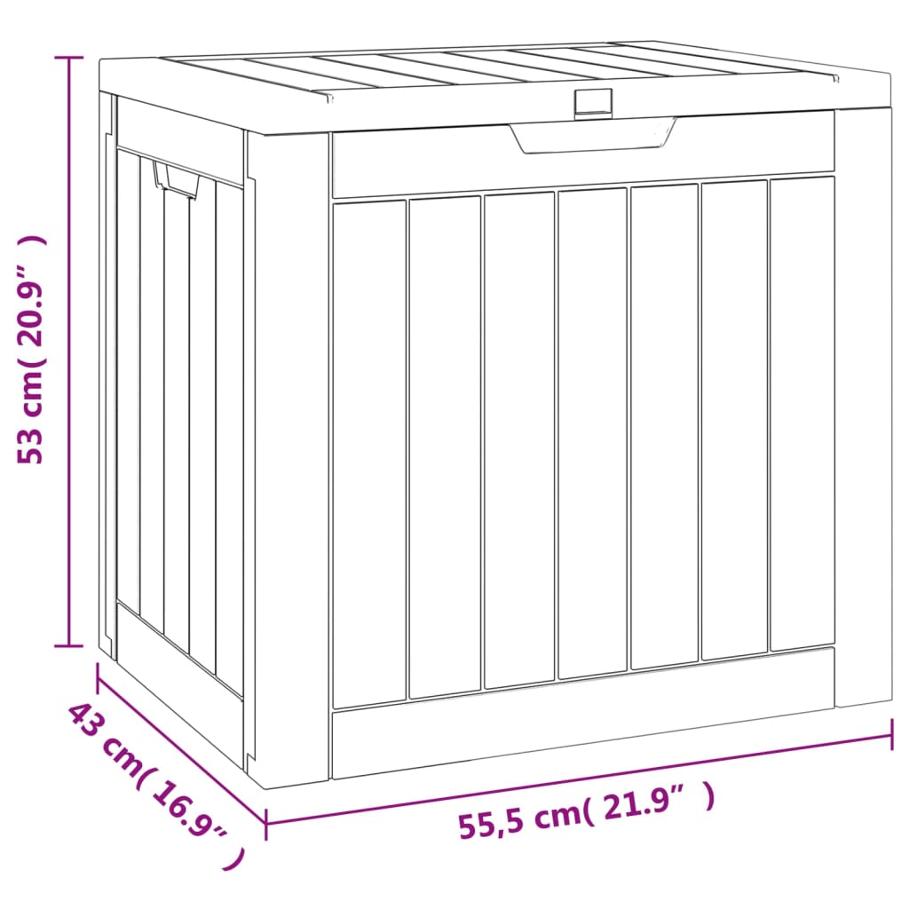 vidaXL Garden Storage Box Black 55,5x43x53 cm Polypropylene