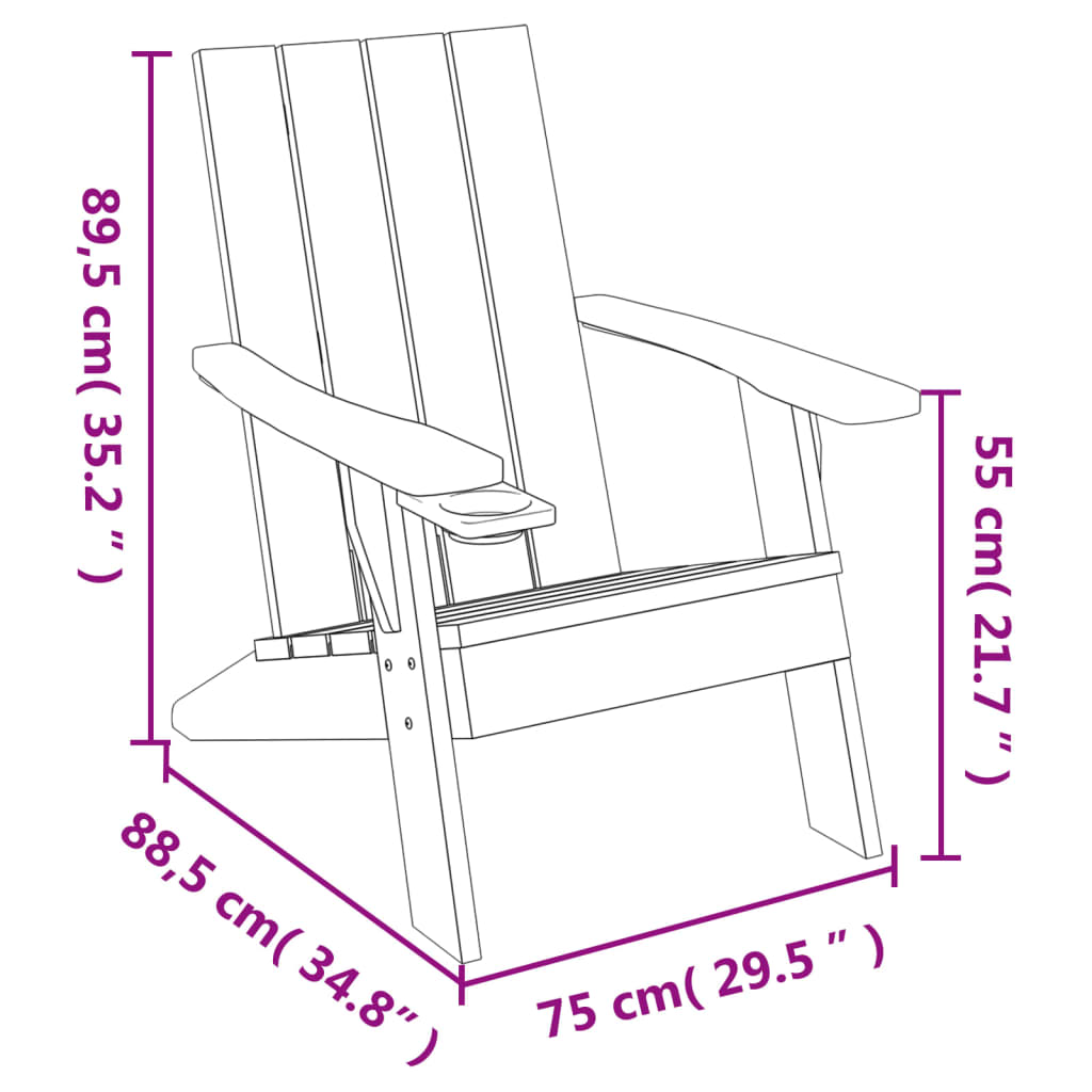 vidaXL Garden Adirondack Chair | Light brown | Polypropylene (PP) | Medium