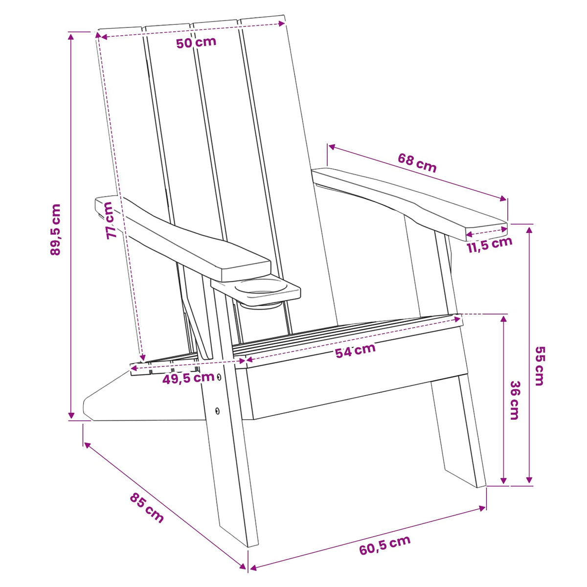 vidaXL Garden Adirondack Chair Light Brown 75x88.5x89.5 cm