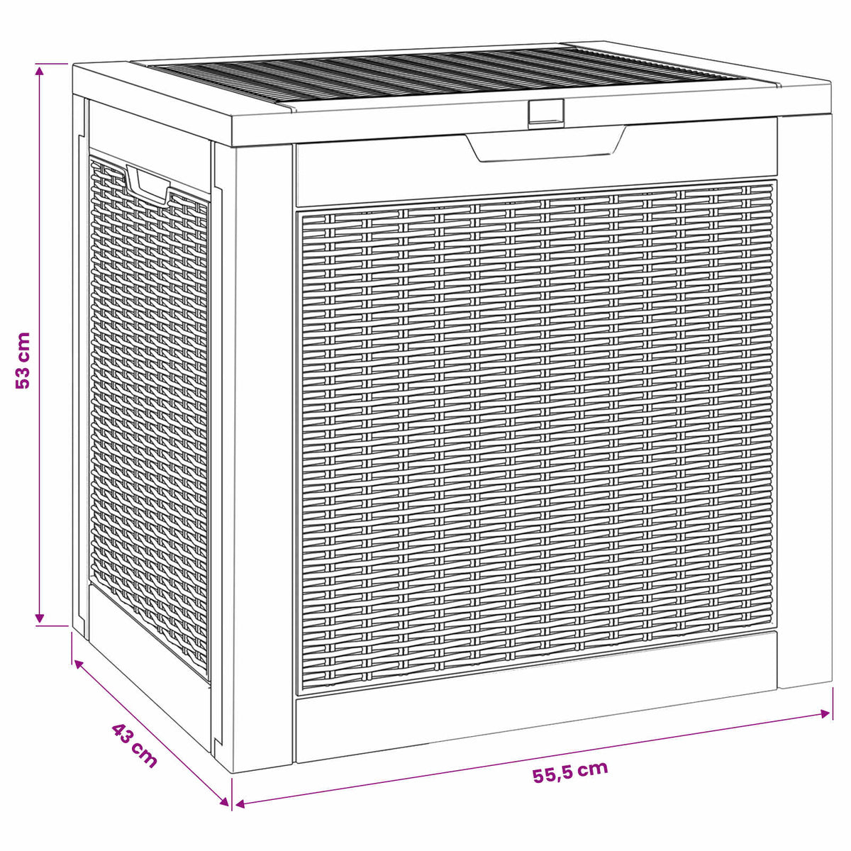 vidaXL Garden Storage Box Black 55,5x43x53 cm Polypropylene