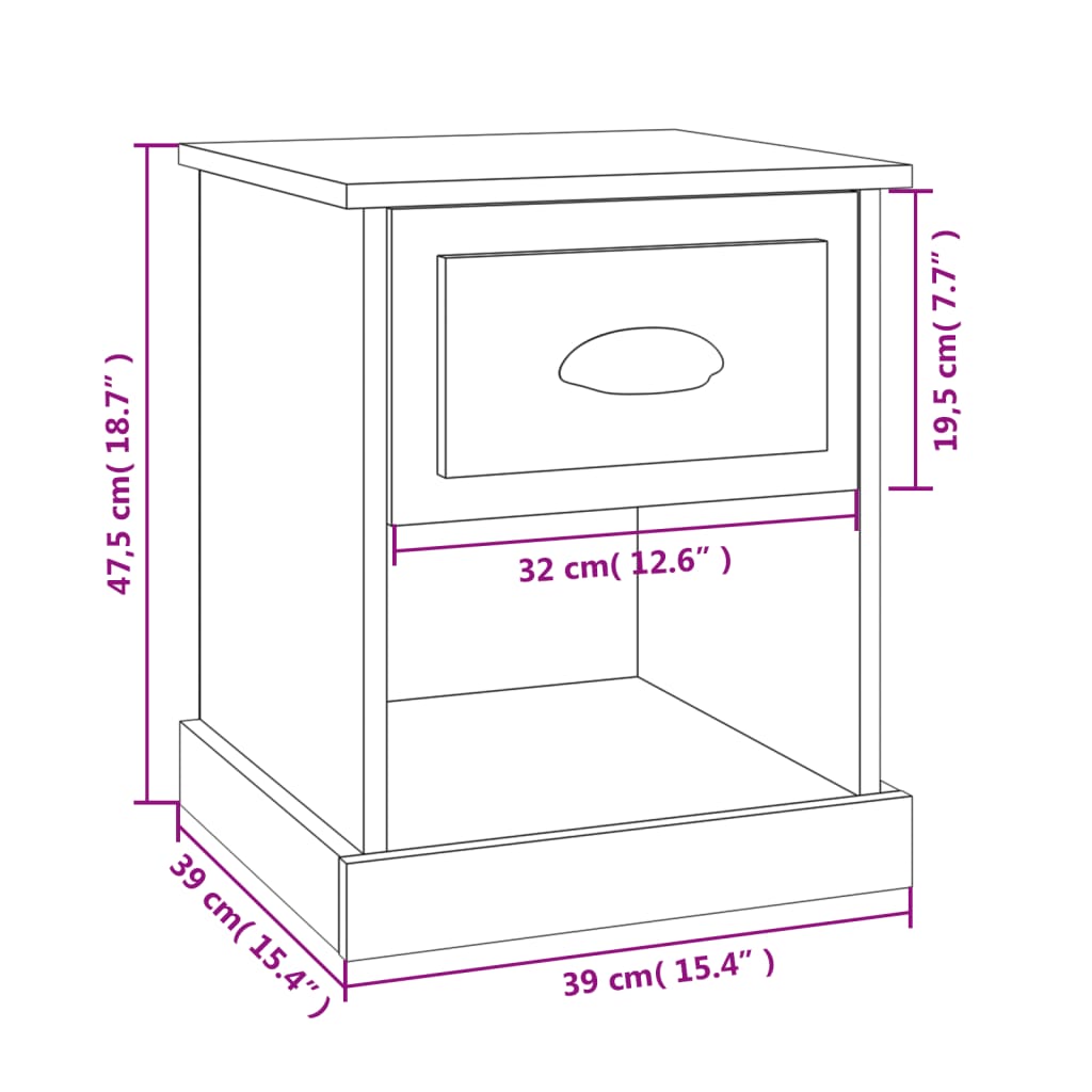 vidaXL Bedside Cabinets 2 pcs High Gloss White 39x39x47.5 cm Engineered Wood