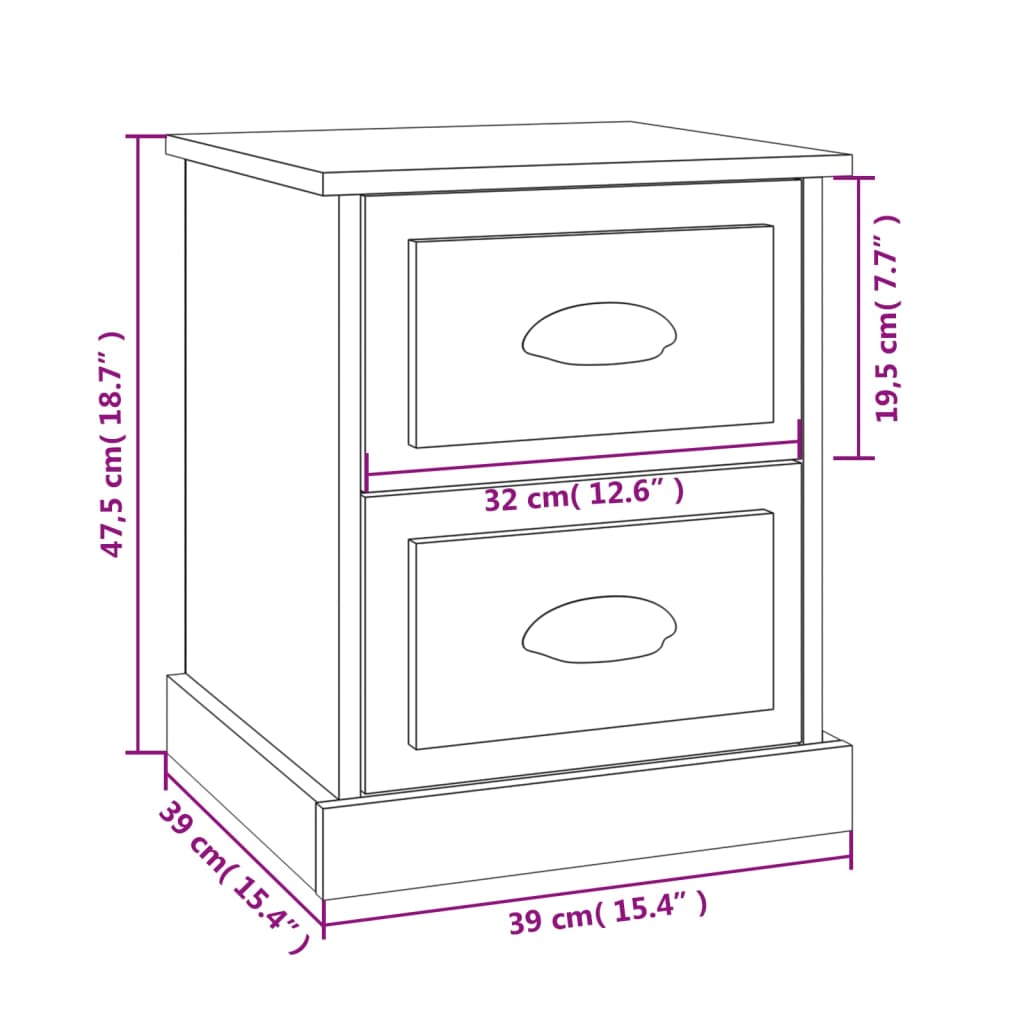 vidaXL Bedside Cabinets 2 pcs Smoked Oak 39x39x47.5 cm Engineered Wood