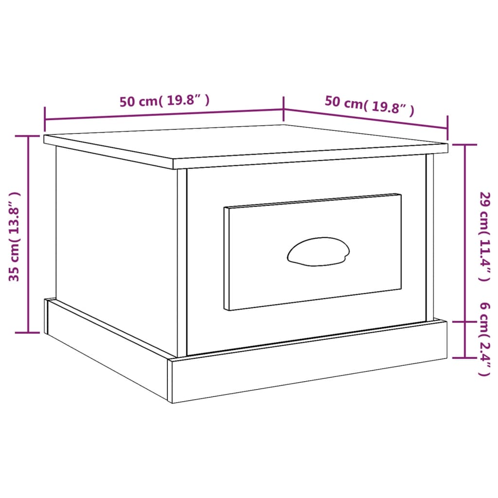 vidaXL Coffee Table Smoked Oak 50x50x35 cm Engineered Wood
