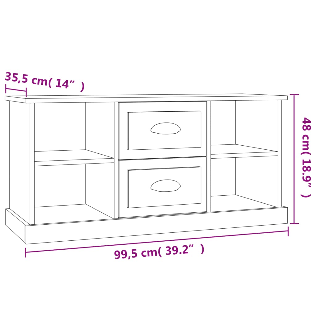 vidaXL TV Cabinet Concrete Grey 99.5x35.5x48 cm Engineered Wood
